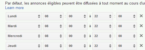 Calendrier campagnes Adwords