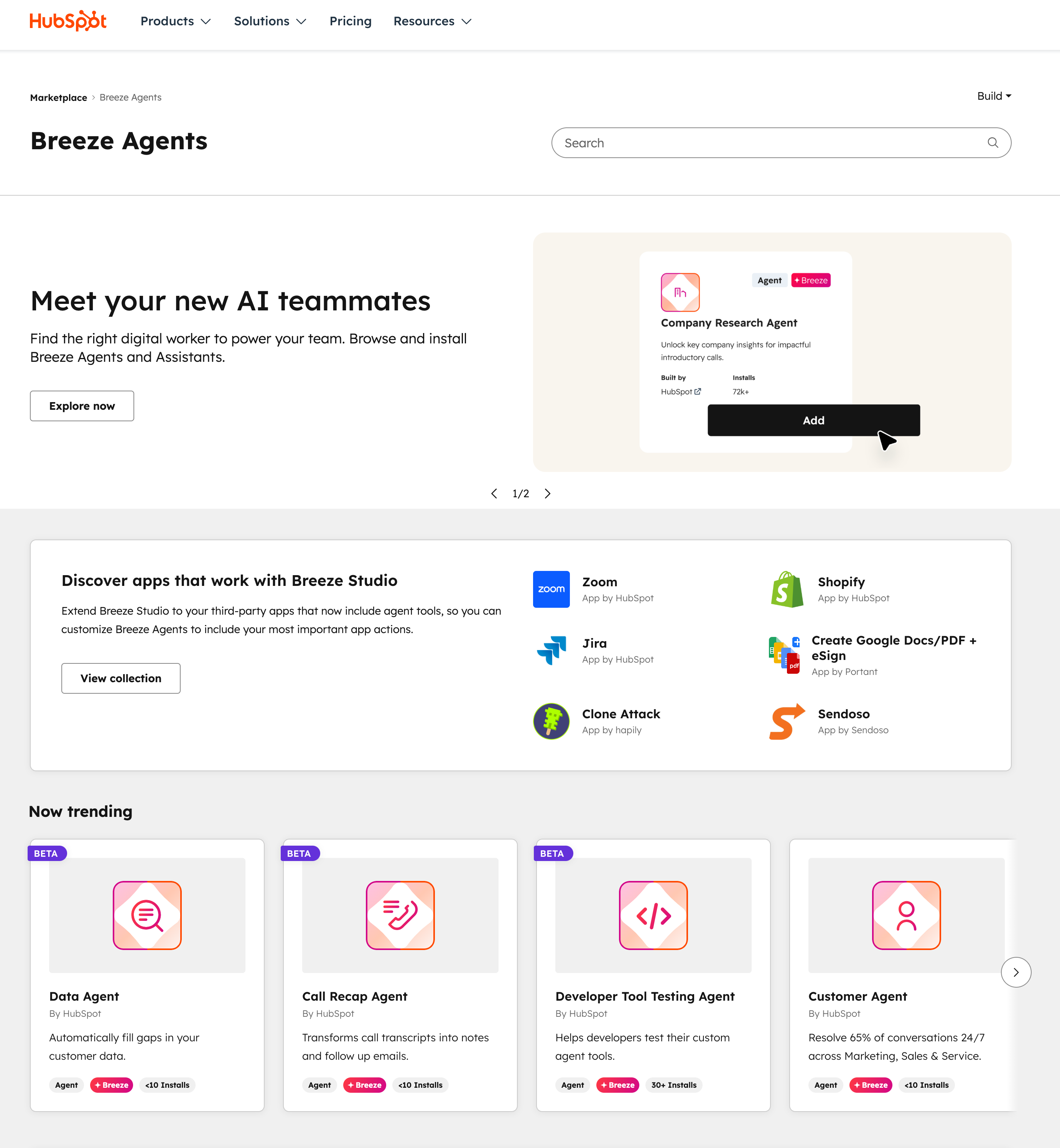 Hubspot breeze agent marketplace